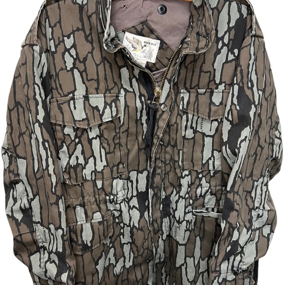 Duck Bay Cold Trebark Camo Jacket Hooded Lined Vintage Hunting Mens M - Picture 3 of 7